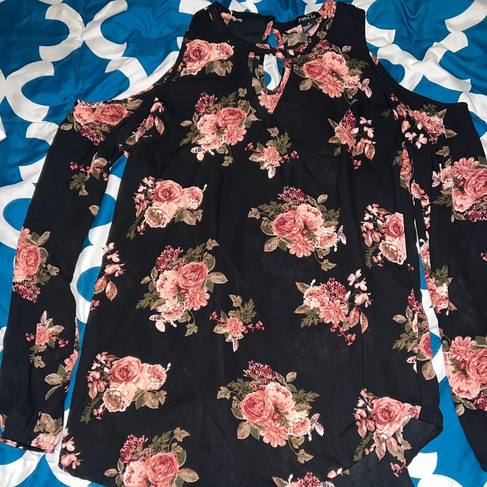 Floral Cold Shoulder Women's Top